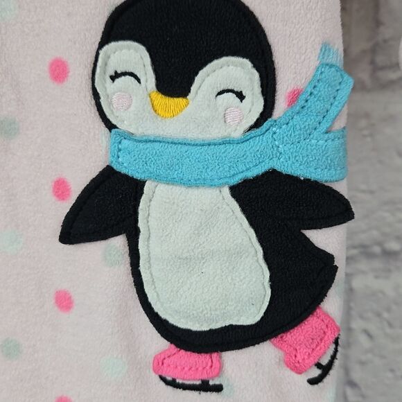 Carter's Baby Girl 12M Sleep & Play Skating Penguin Footie One-Piece Pajama PJs - Picture 3 of 8